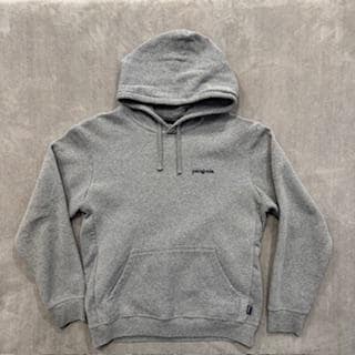 PATAGONIA Gray Hoodie Women's Large Men's Medium| Cozy Unisex Pullover Sweatshirt Back Logo Sustainable