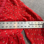 Matilda Jane NWT Red Floral Peplum Blouse Women’s Top Long Sleeve Lace Trim Empire Waist Size M