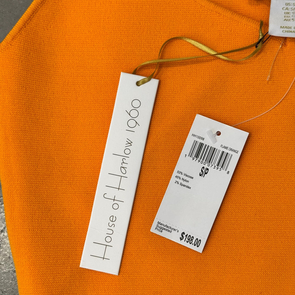 House of Harlow 1960 NWT Knit Crop Top Size Women’s S | Flame Orange Braided Strap, Boho Festival