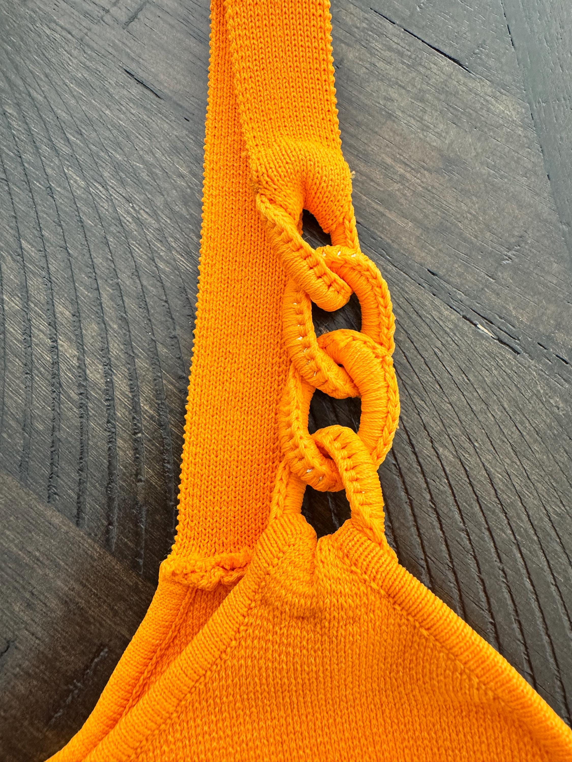 House of Harlow 1960 NWT Knit Crop Top Size Women’s S | Flame Orange Braided Strap, Boho Festival