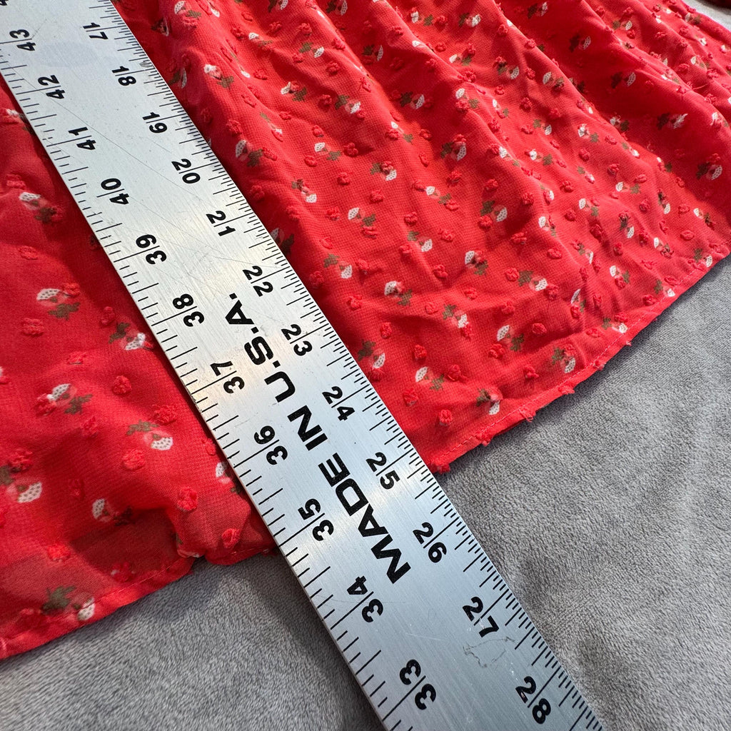 Matilda Jane NWT Red Floral Peplum Blouse Women’s Top Long Sleeve Lace Trim Empire Waist Size M