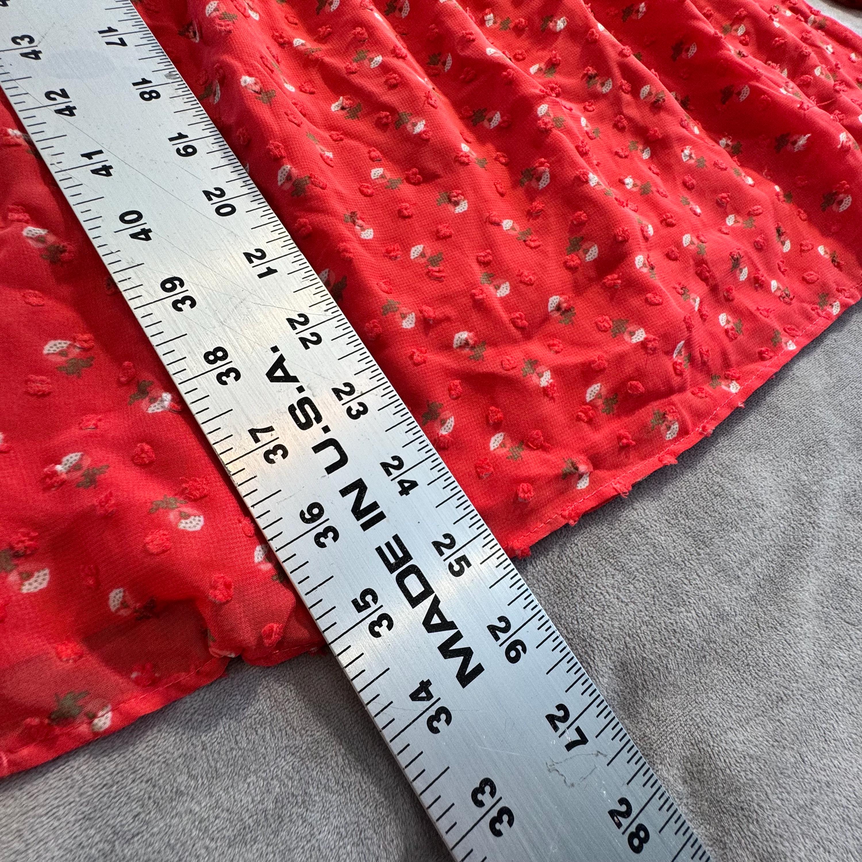 Matilda Jane NWT Red Floral Peplum Blouse Women’s Top Long Sleeve Lace Trim Empire Waist Size M