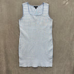 Saks Fifth Avenue Blue & White Gingham Knit Sleeveless Mini Dress - Size Large