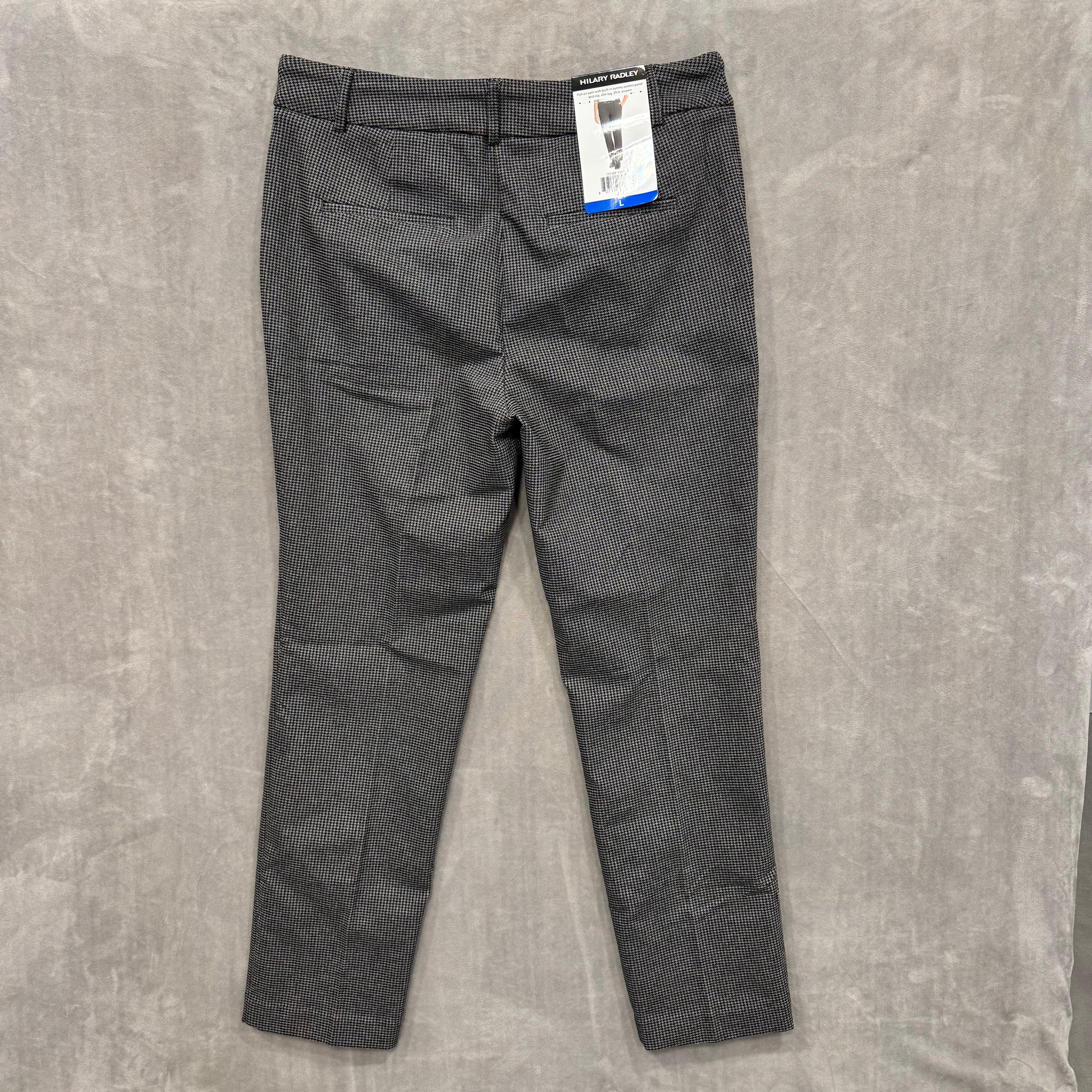 Hilary Radley Houndstooth Pull-On Slim Pants | Tummy Control | Mid Rise | Size Large | NWT