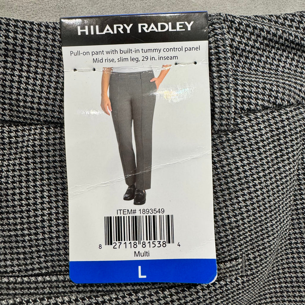 Hilary Radley Houndstooth Pull-On Slim Pants | Tummy Control | Mid Rise | Size Large | NWT