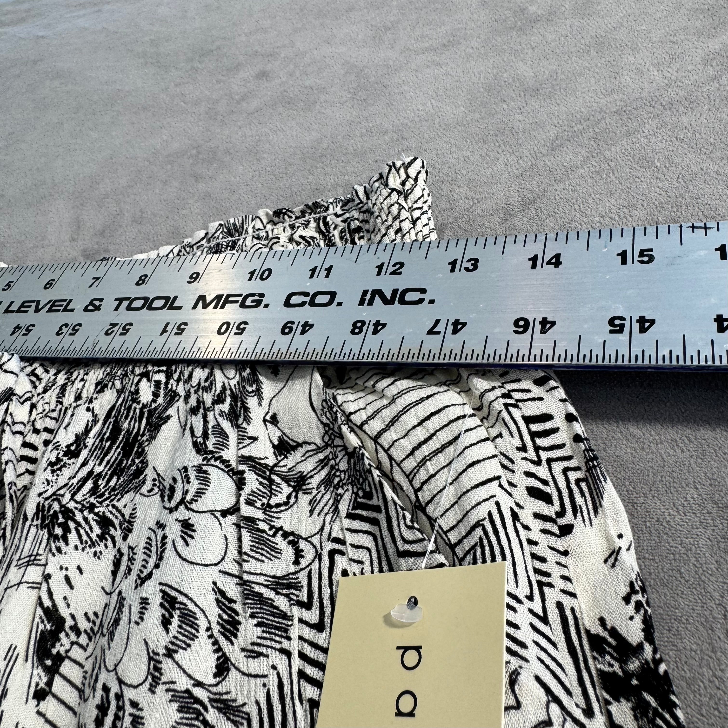 Paper Crane Black & White Mixed Print Smocked Crop Top & Wide Leg Pants Set — Size Medium — NWT