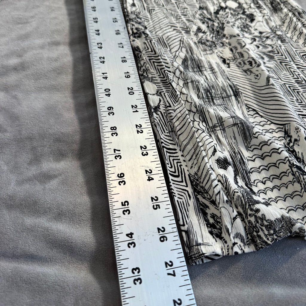 Paper Crane Black & White Mixed Print Smocked Crop Top & Wide Leg Pants Set — Size Medium — NWT