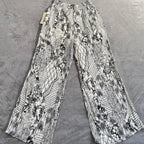 Paper Crane Black & White Mixed Print Smocked Crop Top & Wide Leg Pants Set — Size Medium — NWT