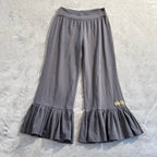 Matilda Jane "An Unpredictable Clothing Company" Gray Ruffle Hem Crop Pants - Size Medium