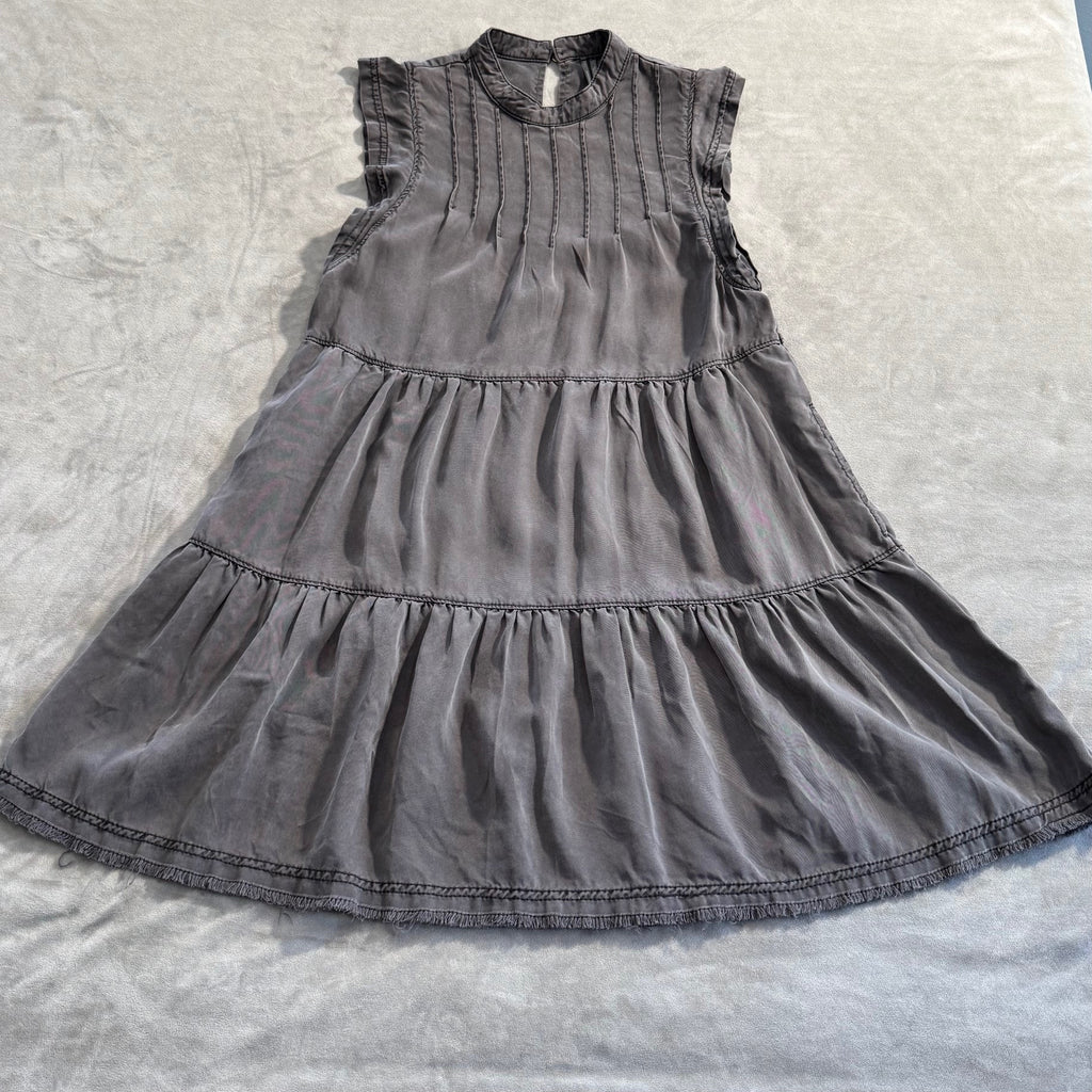 Anthropologie Tiered Sleeveless Mini Dress in Charcoal Gray