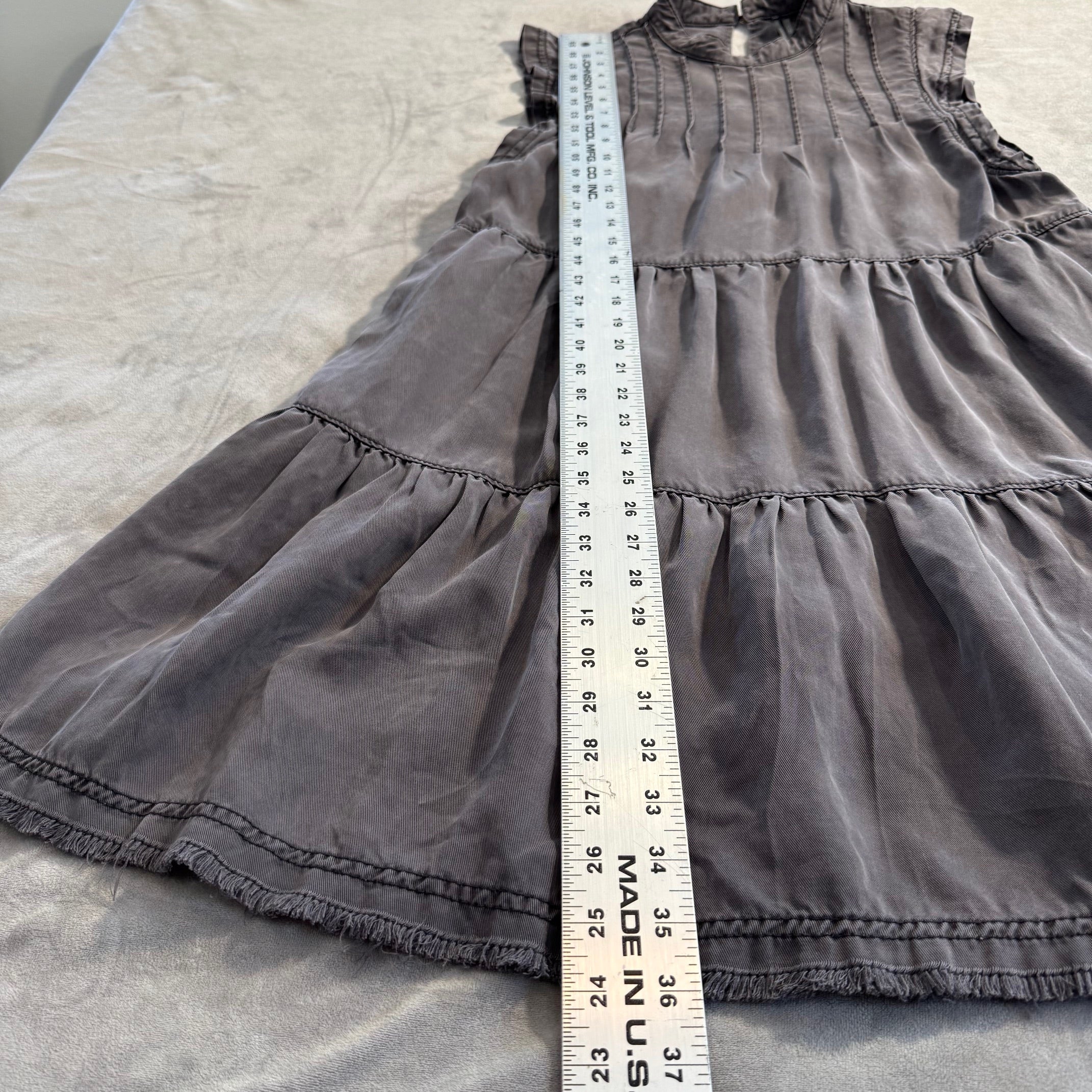 Anthropologie Tiered Sleeveless Mini Dress in Charcoal Gray
