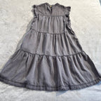 Anthropologie Tiered Sleeveless Mini Dress in Charcoal Gray