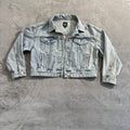 Wild Fable Distressed Light Wash Cropped Denim Jacket - Size Large - 100% Cotton