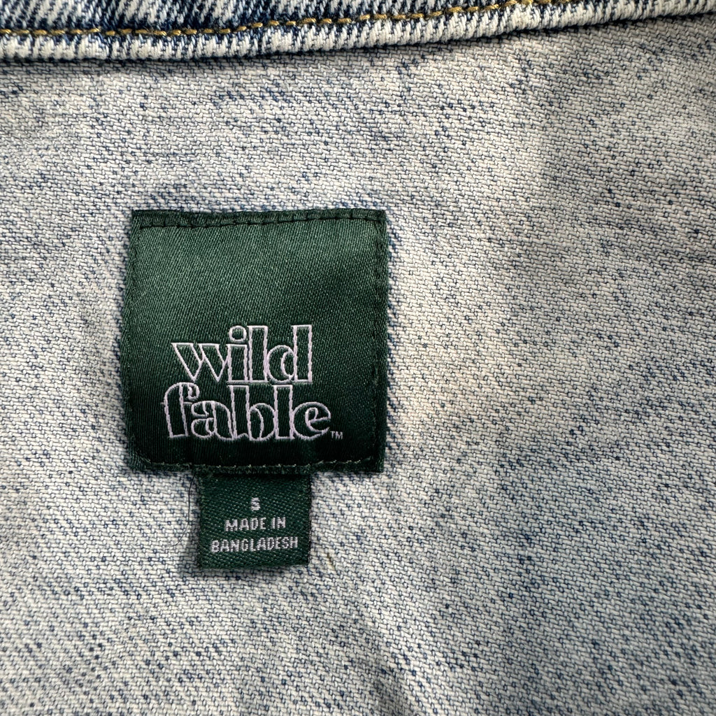 Wild Fable Distressed Light Wash Cropped Denim Jacket - Size Large - 100% Cotton