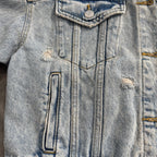 Wild Fable Distressed Light Wash Cropped Denim Jacket - Size Large - 100% Cotton