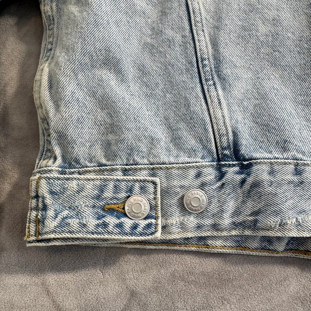 Wild Fable Distressed Light Wash Cropped Denim Jacket - Size Large - 100% Cotton