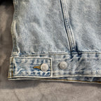 Wild Fable Distressed Light Wash Cropped Denim Jacket - Size Large - 100% Cotton