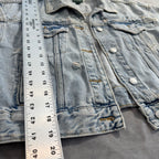 Wild Fable Distressed Light Wash Cropped Denim Jacket - Size Large - 100% Cotton