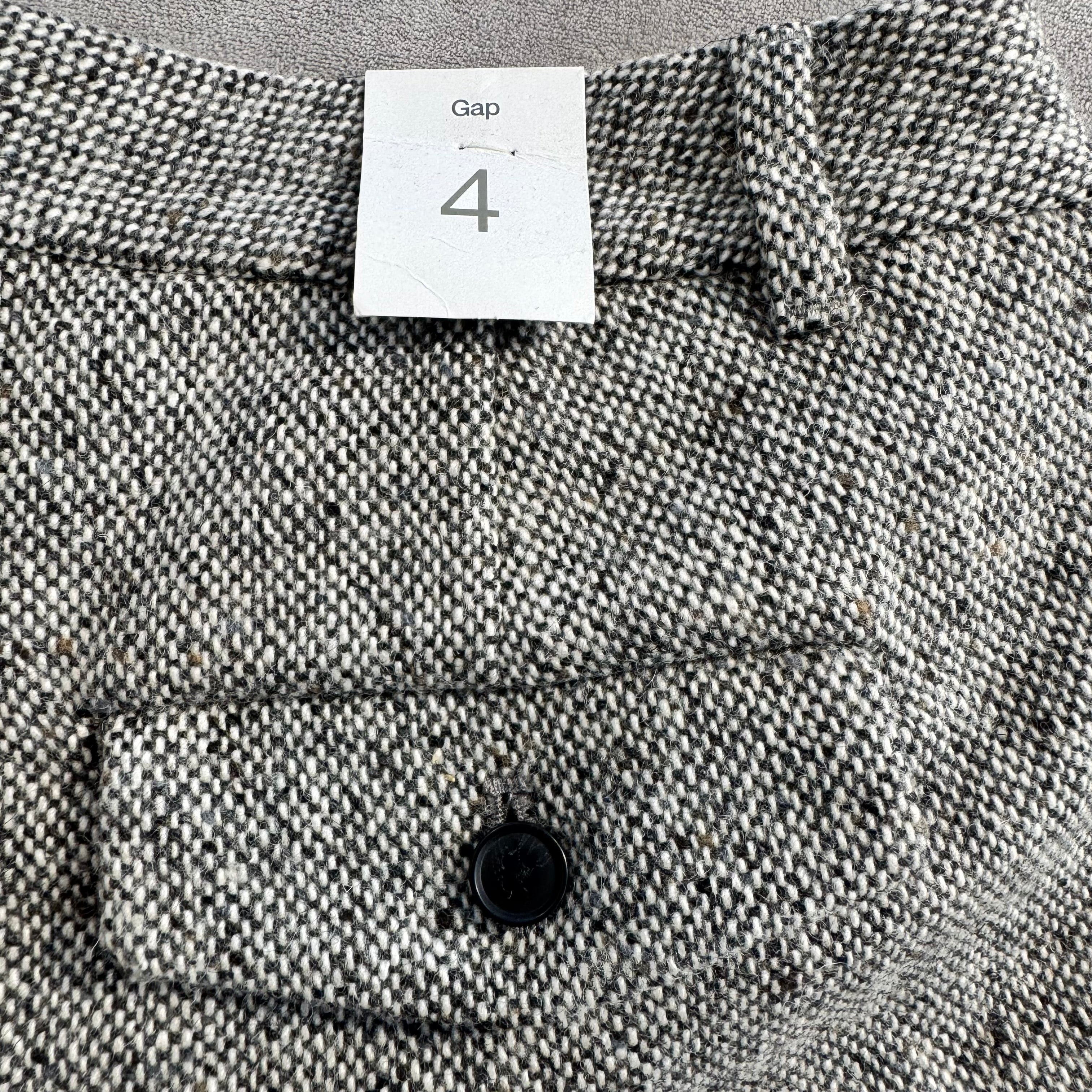 NWT Gap Women's Size 4 Wool Blend Tweed Cuffed Shorts Gray Black Herringbone