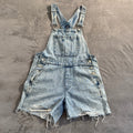 GAP Denim Overall Shorts Women’s Size Small – Light Wash Distressed Cutoff Romper