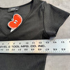 NWT Cider Women's Size XS Black Ribbed V-Neck Short Sleeve Crop Top