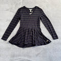 NWT Matilda Jane Women's Size XS Black & Gold Metallic Striped Long Sleeve Peplum Top