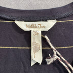 NWT Matilda Jane Women's Size XS Black & Gold Metallic Striped Long Sleeve Peplum Top