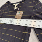 NWT Matilda Jane Women's Size XS Black & Gold Metallic Striped Long Sleeve Peplum Top