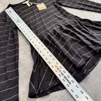 NWT Matilda Jane Women's Size XS Black & Gold Metallic Striped Long Sleeve Peplum Top