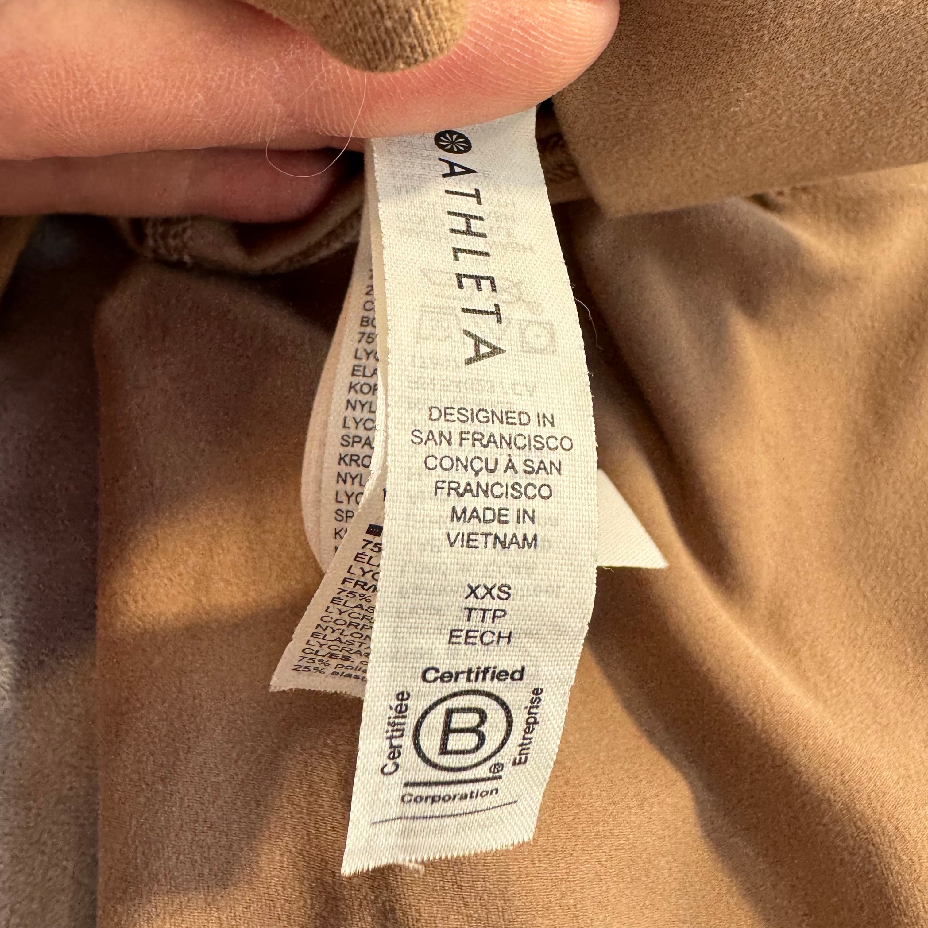 Athleta Salutation Stash Tight Leggings XXS Brown High Rise Yoga Pants Pockets