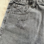 PacSun High Rise Festival Denim Shorts – Distressed Black Wash, Raw Hem – Women's Size 25