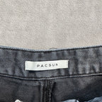 PacSun High Rise Festival Denim Shorts – Distressed Black Wash, Raw Hem – Women's Size 25