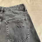 PacSun High Rise Festival Denim Shorts – Distressed Black Wash, Raw Hem – Women's Size 25