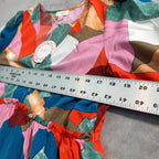 UMGEE Abstract Geometric Print Tiered Mini Dress - Boho V-Neck - Size Small-NWT
