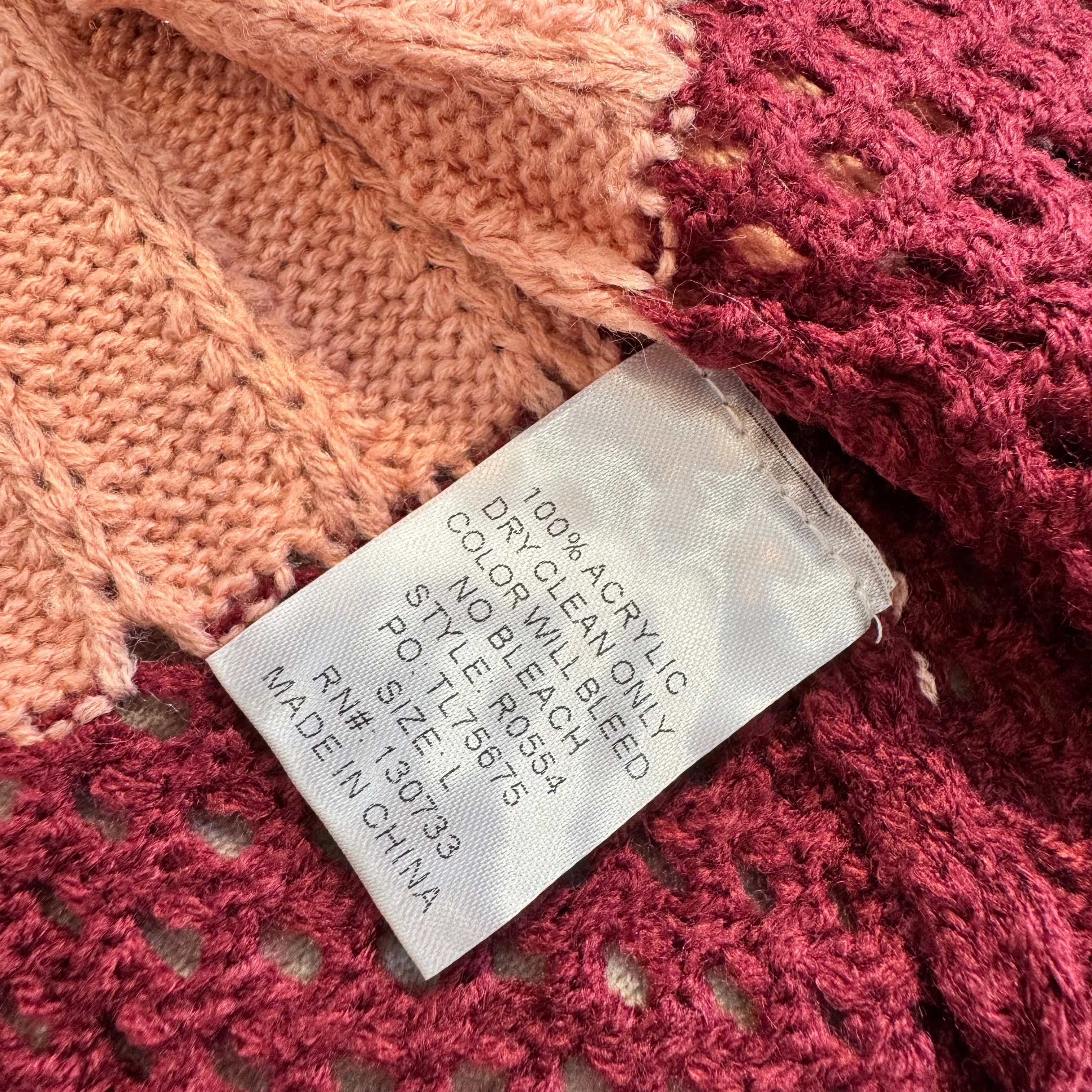 NWT Umgee Boho Colorblock Knit Cardigan – Oversized Open Front Sweater – Women's Size Large
