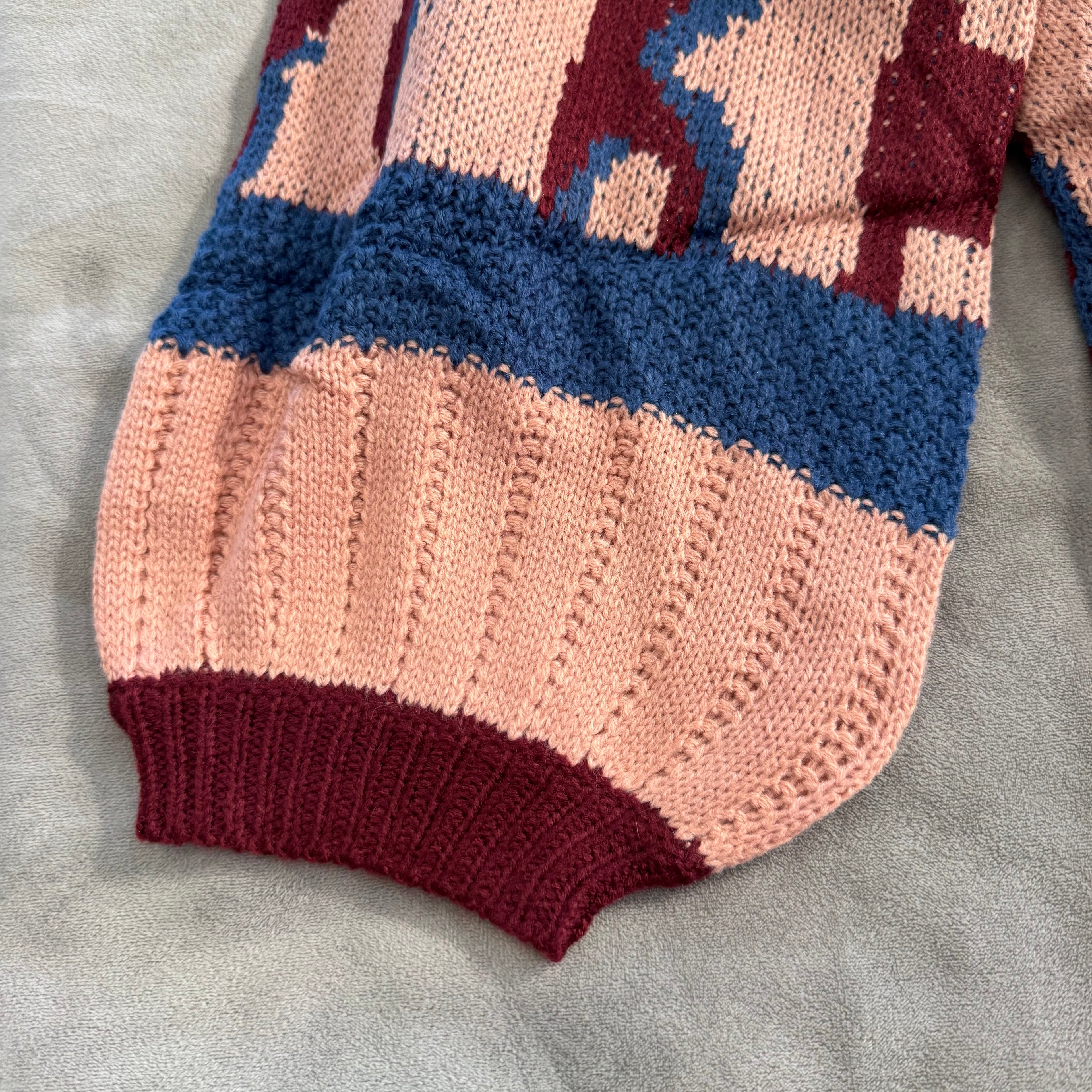 NWT Umgee Boho Colorblock Knit Cardigan – Oversized Open Front Sweater – Women's Size Large