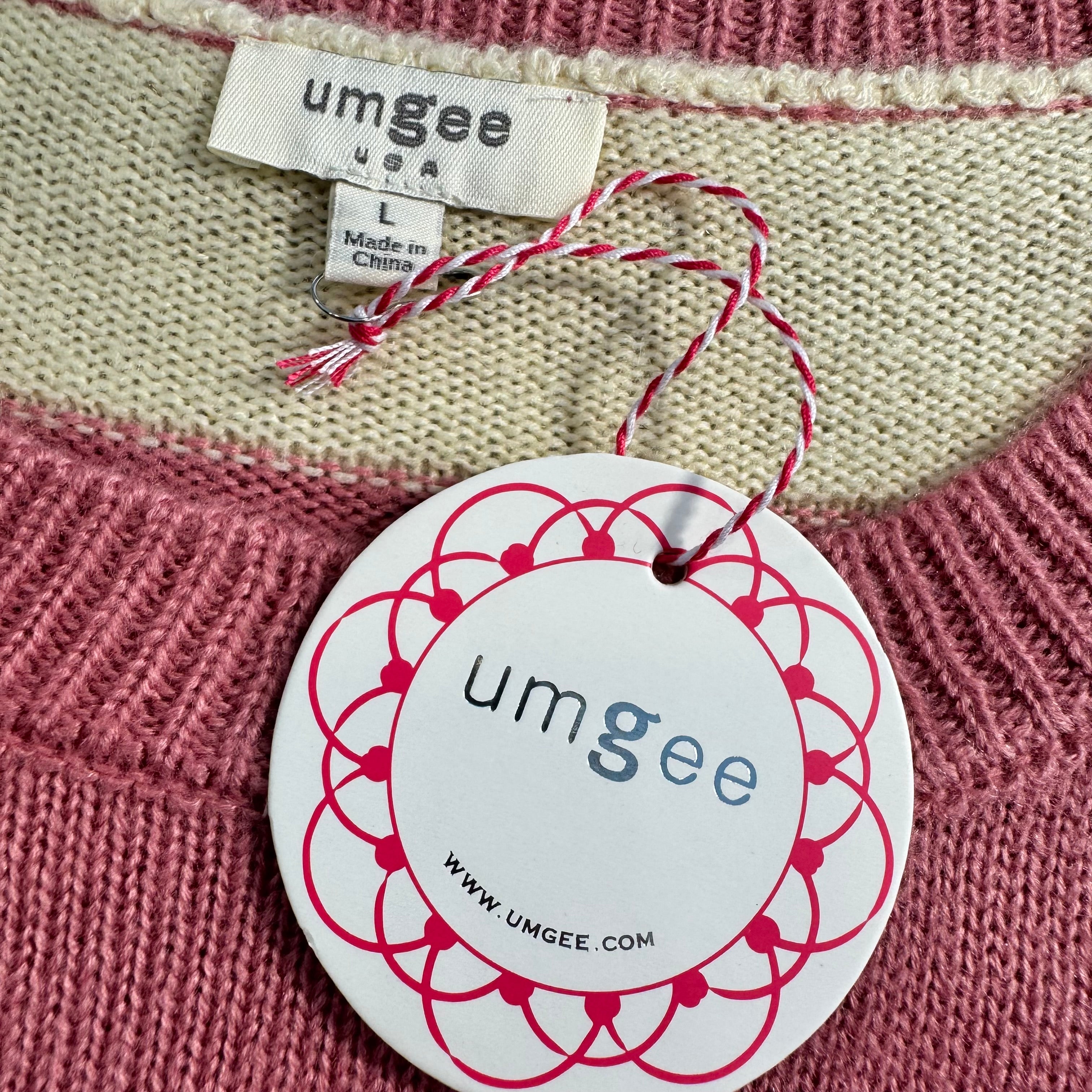 NWT Umgee Striped Knit Sweater Dress – Long Sleeve Lightweight Pullover – Size Large (L)