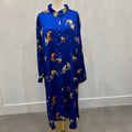 NWT Umgee Blue Cheetah Print Long Shirt Dress – Button Down Satin Tunic (1XL)