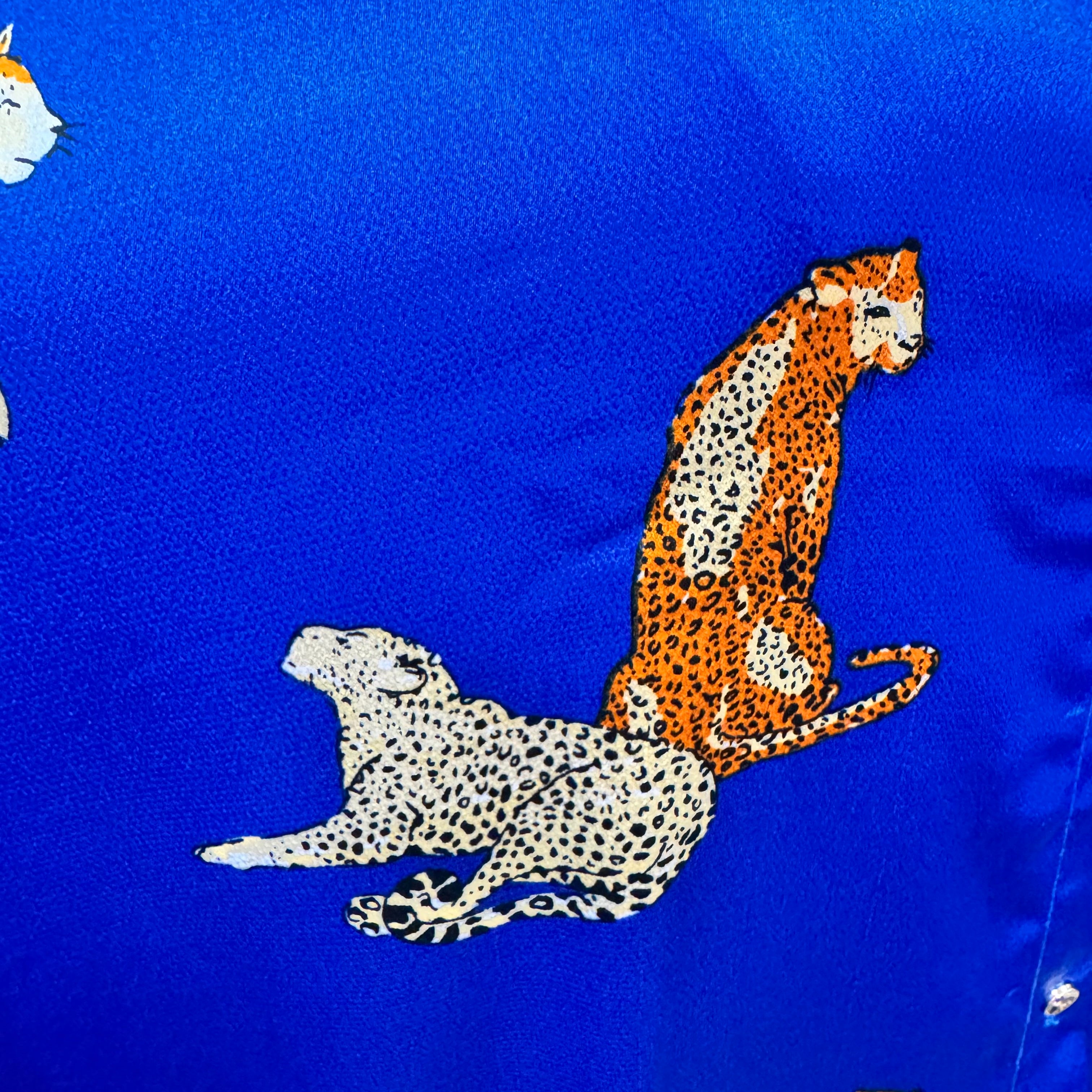 NWT Umgee Blue Cheetah Print Long Shirt Dress – Button Down Satin Tunic (1XL)
