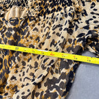 Free People Lover's Lane Leopard Blouse Size XS/S | Smocked Animal Print Top Ruffle Shoulder Sheer Boho
