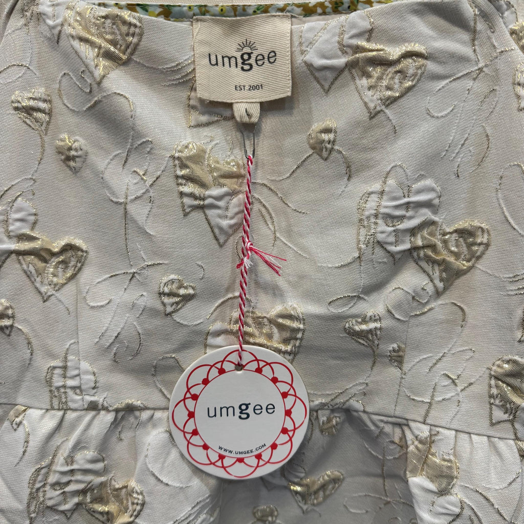 Umgee Heart Pattern Babydoll Dress Size Large NWT | Valentine’s Day Puff Sleeve Square Neck Cream Romantic Dress