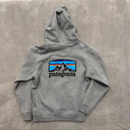 PATAGONIA Gray Hoodie Women's Large Men's Medium| Cozy Unisex Pullover Sweatshirt Back Logo Sustainable